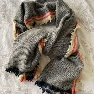 Merona Charcoal and Crimson Striped Scarf